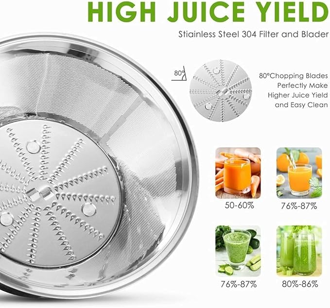 Extractor de Jugos Prensado en Frío 2 Velocidades, Fácil de Limpiar con Vaso Colector miniatura 2