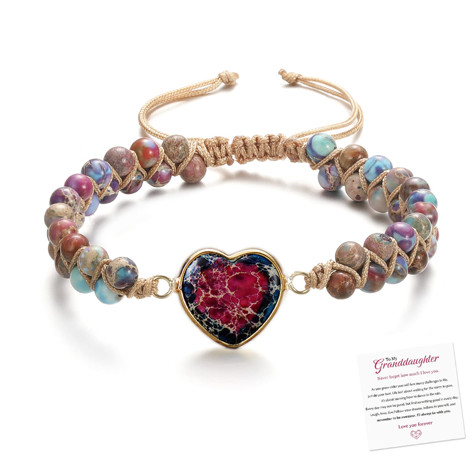 For Granddaughter - A Link That Can Never Be Undone Peach Blossom Knot Bracelet, Granddaughter Bracelet from Grandma Always Be Brave And Be Strong