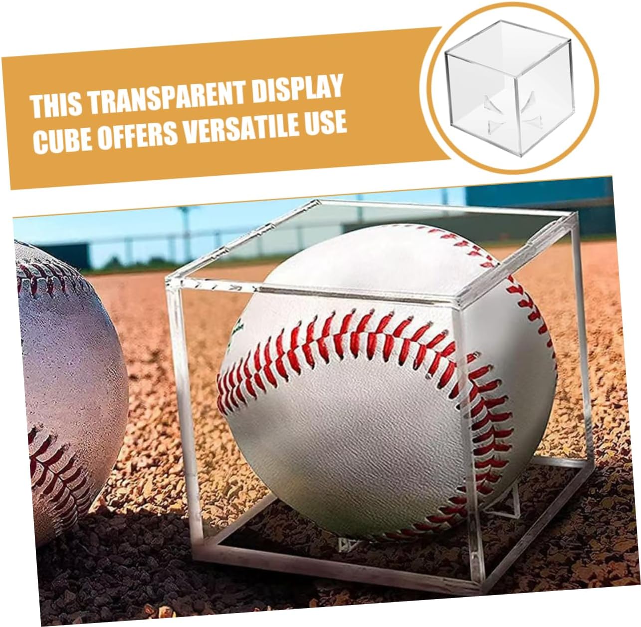 3pcs Baseball Display Case with Stable Stand Clear Acrylic Cube Holder for Memorabilia and Autographed Space-Saving Storage for Collectors