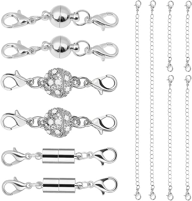 Magnetic Lobster Clasps Connector Locking Magnetic Jewelry Clasp Chain Bracelet Extender Magnetic Necklace Clasps Closures Bracelet Extender for Necklace Bracelet Jewellery Making