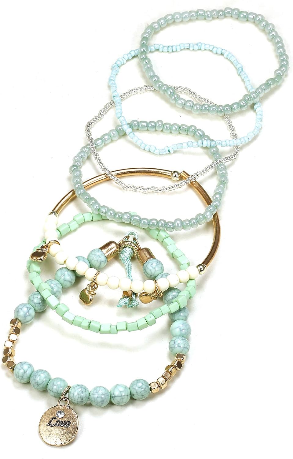 Miniatura 4 de FINREZIO 3-5 Sets Bohemian Beaded Bracelets for Women Multilayer Stretch Stackable Bracelet Set Multicolor Jewelry