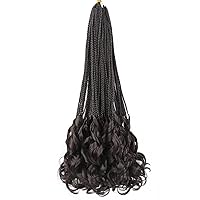 Vista 16 de Cabello de ganchillo con rizos franceses, trenzas de cabello de ganchillo con puntas rizadas, 14 pulgadas, preenlazadas, trenzas de caja tipo diosa