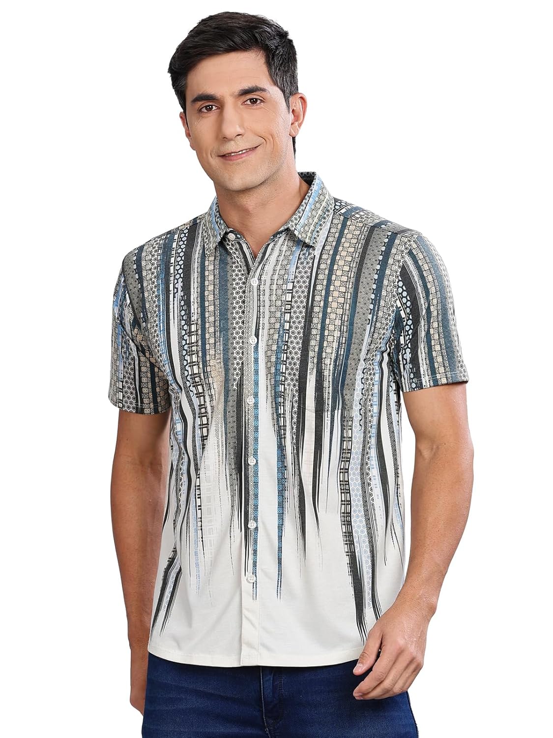 BULLMER Trendy Regular Fit Printed Half Sleeve Shirt for Men