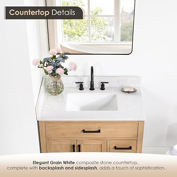 36 Bathroom Vanity with Sink Modern Freestanding Single Vanities Countertop