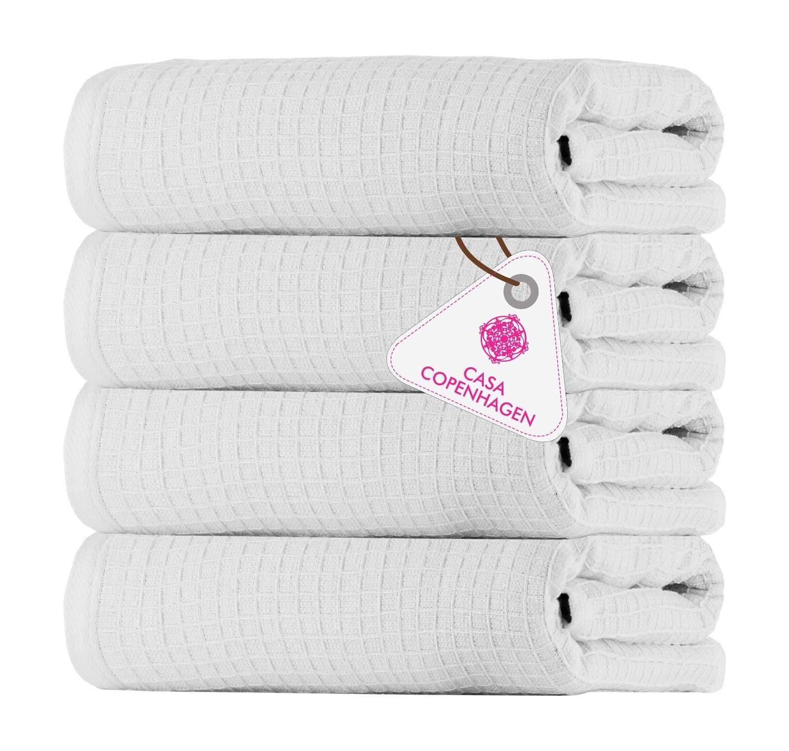 CASA COPENHAGEN Waffle 4-Piece Bath Towel Set White