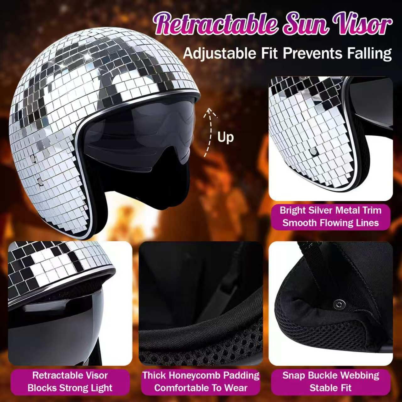 Sombrero de Discoteca Retráctil con Techo de Cristal, Bola de Espejo para Mujer y Hombre, DJ, Fiesta, Boda, Escenario, Bar, Decoración de Fiesta