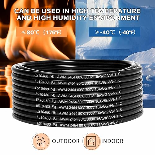 Miniatura 16 de Cable eléctrico de calibre 18 y 3 conductores de 50 pies, UL 2464 18 AWG 3 cables de cobre estañado PVC trenzado de 18/3 núcleos para iluminación