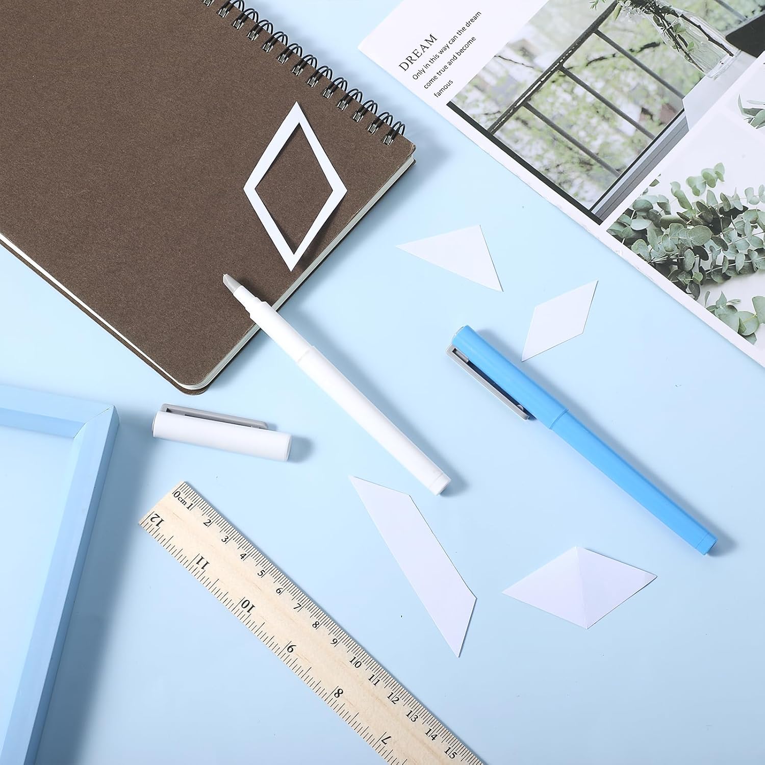 2 Pcs Hobby Knife DIY Diamond Paintings Parchment Paper Cutter Precision Craft Ceramic Blade Knife Pen for Cutting Paper Art with Replaceable(Blue, White)