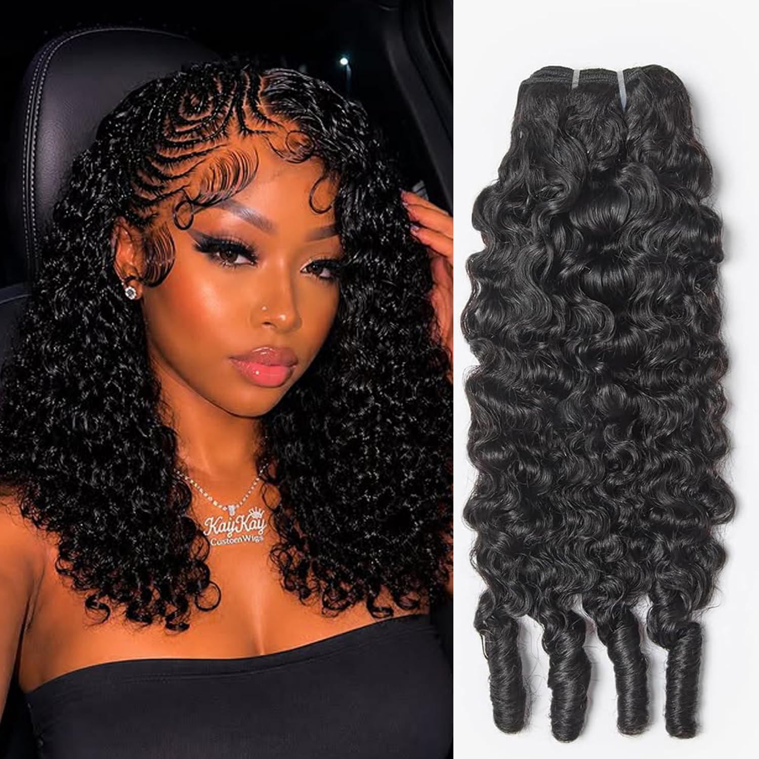 Burmese Curly Bundles Human Hair 16 18 20 Inches 100% Unprocessed Virgin Remy 3C4A Quick Weave Human Hair Extensions 12A Water Wave with Spiral End Raw for Women Double Weft Natural Black