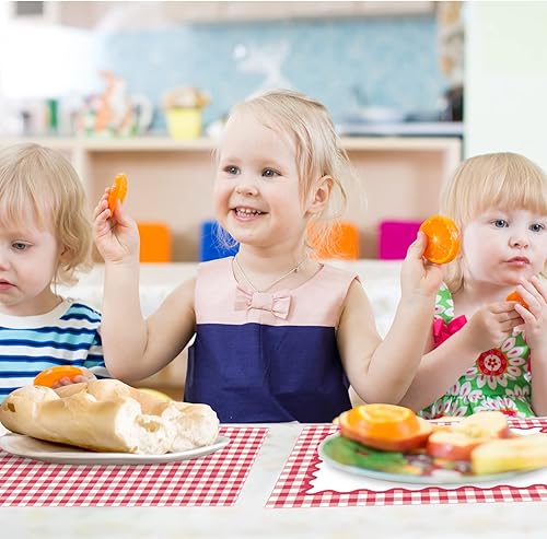 Miniatura 7 de 50 manteles individuales desechables de papel de guinga rojo para verano, picnic, barbacoa, doble cara para baby showers, bodas, cumpleaños, fiestas