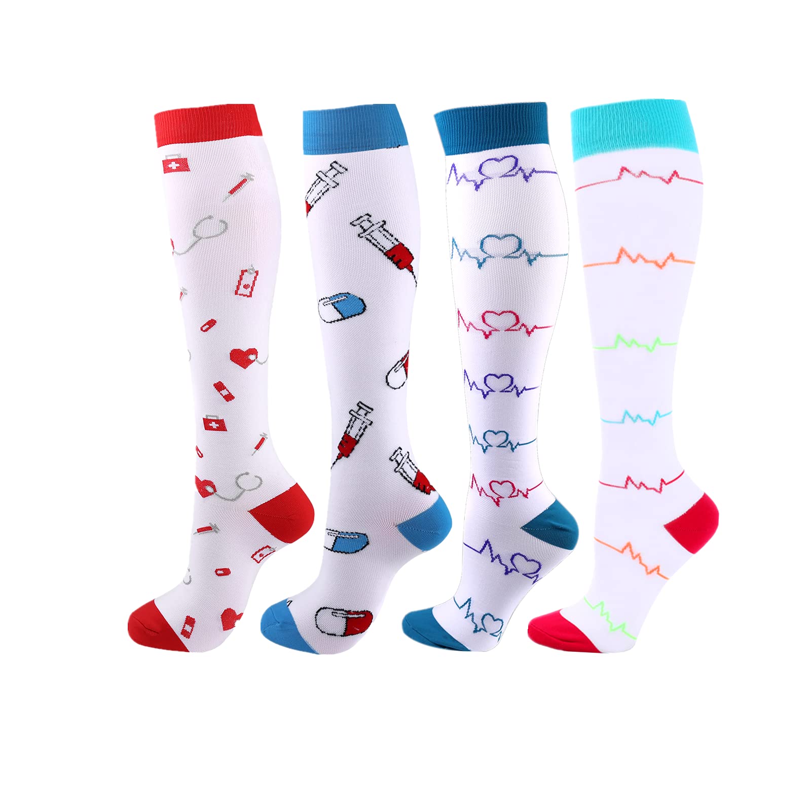 4 pares calcetines de compresión 20-30mmHg para hombres/mujeres enfermeras de recuperación correr maternidad embarazo vuelo viaje salud médica deporte