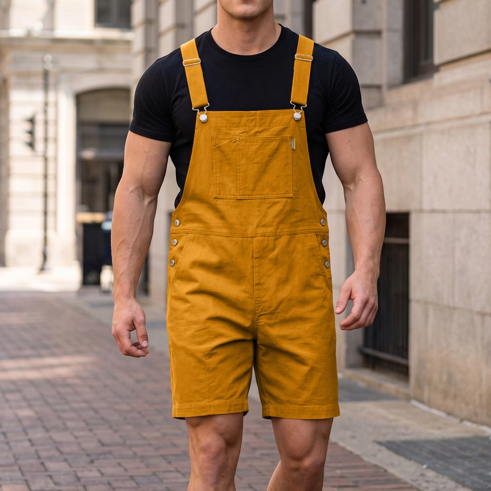 Mono de verano con estampado gráfico y shorts de tirantes informales para hombre, vacaciones de verano patrióticas