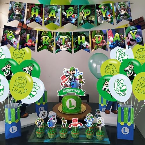 Luigi Mansion Birthday Party Decorations, Halloween Horror Theme Party Supplies With Happy Birthday Banner, Cake Toppers, Balloons For Kids Adults Party Favors #TOP5