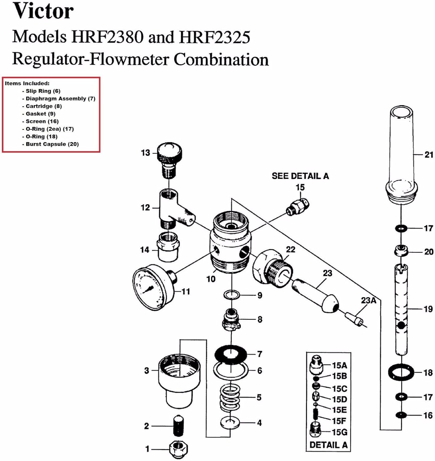 Victor 07900119 Repair Kit Hrv/hrf2380 Gas Welding Kits
