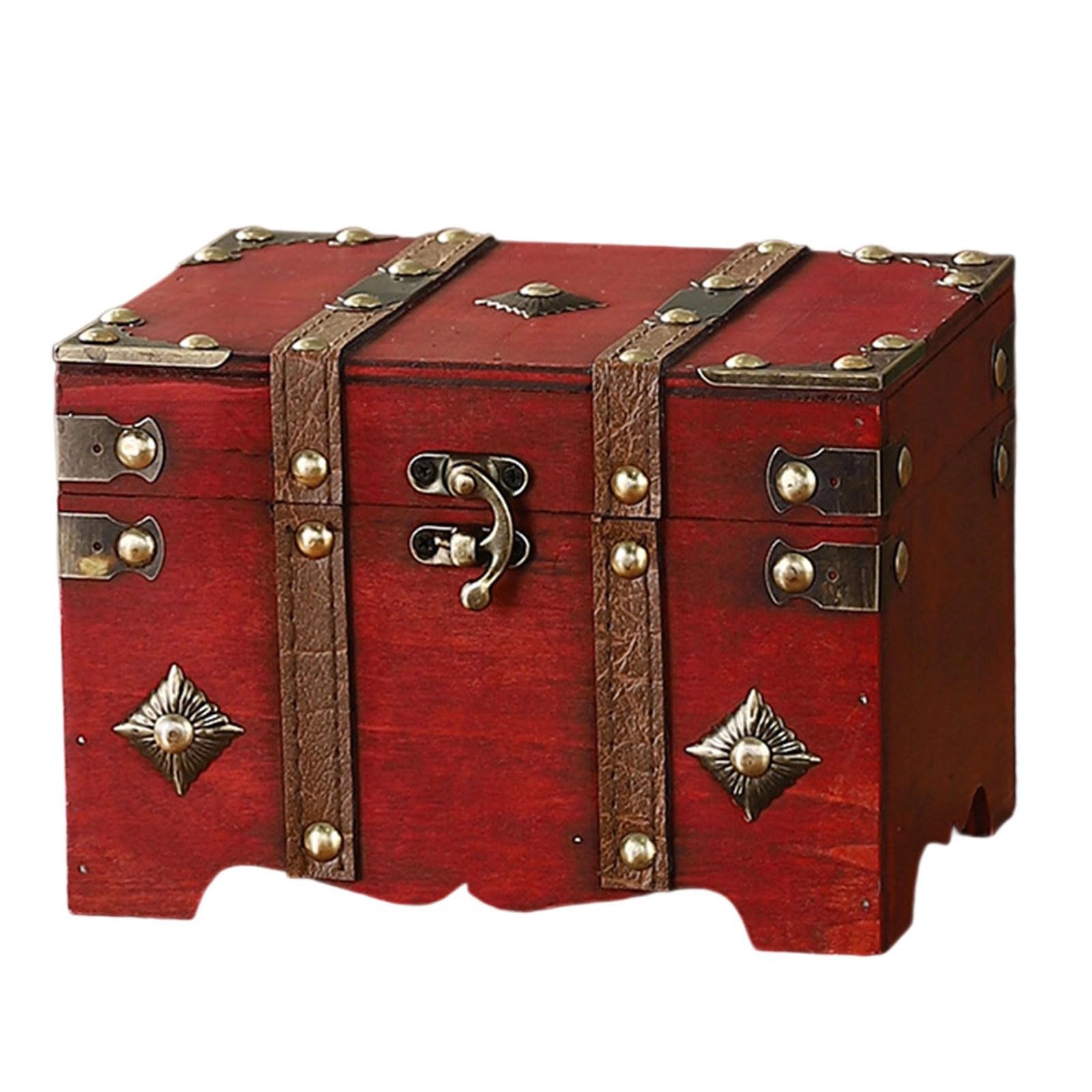 Xinsheinelry Antique Styles Locking Storage Box with Secure Combination Code Large Capacity Wooden Chest for Jewelry Collectibles Antique Styles Security Trunk