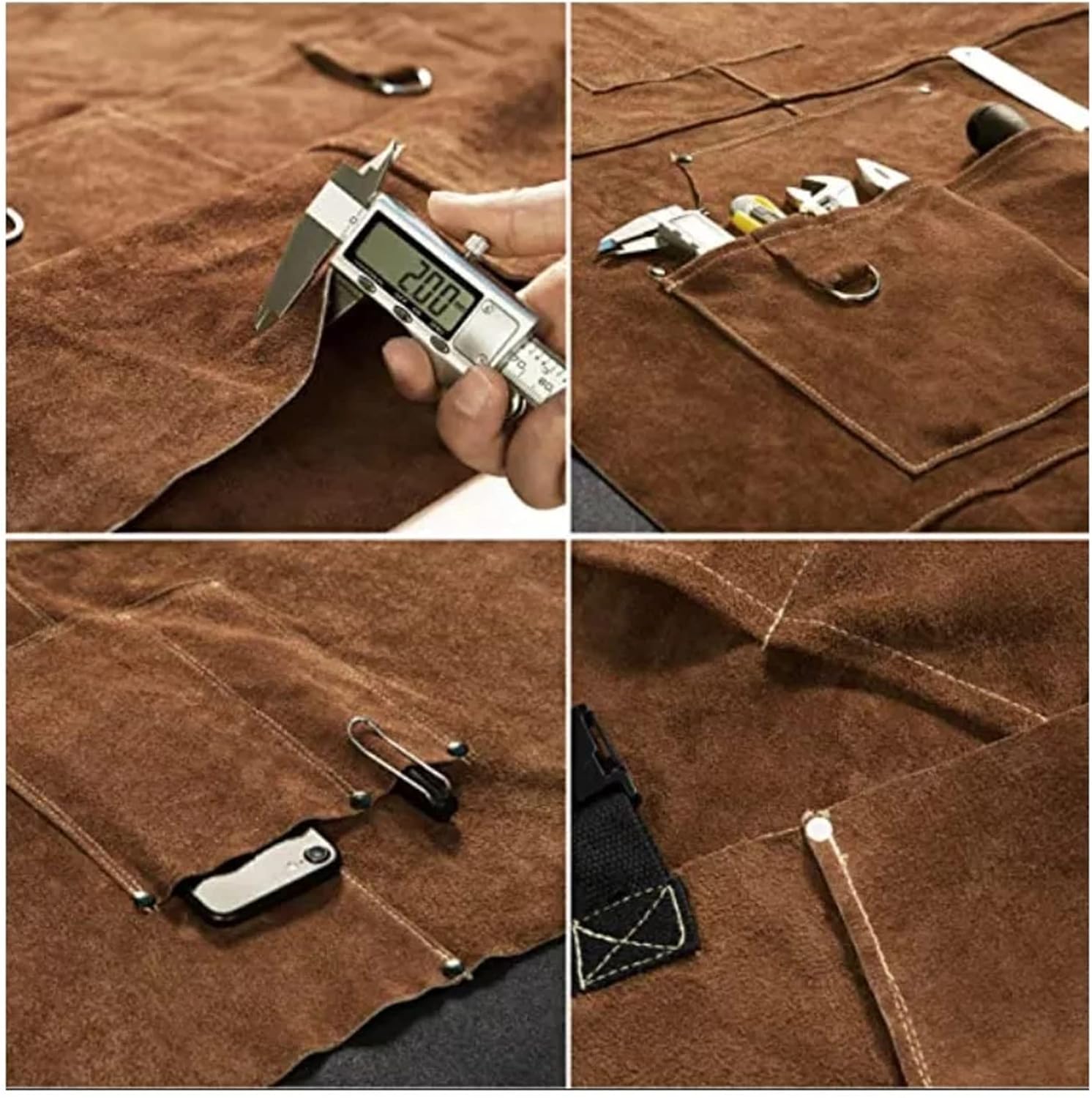 Tool Apron Leather Work Shop Heat Resistant Durable Welding Apron for Gardening Baking Working