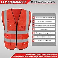 Vista 44 de HYCOPROT High Visibility Mesh Safety Reflective Vest with Pockets and Zipper, Meets ANSI/ISEA Standards