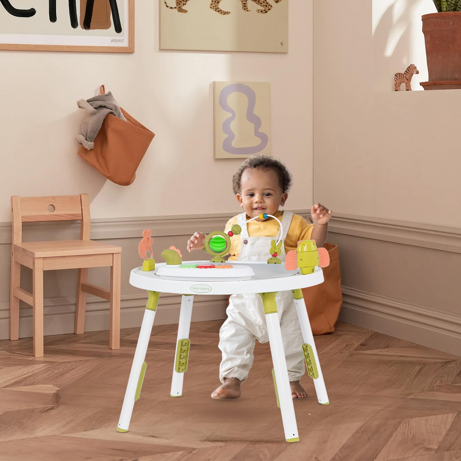 UBRAVOO Baby-Aktivitätszentrum, 3-in-1 Baby Lauflernhilfe mit abnehmbaren Spielzeugen und 360° Drehbarem Sitz – ideal für die Entwicklung und Unterhaltung von Kleinkindern (Green)