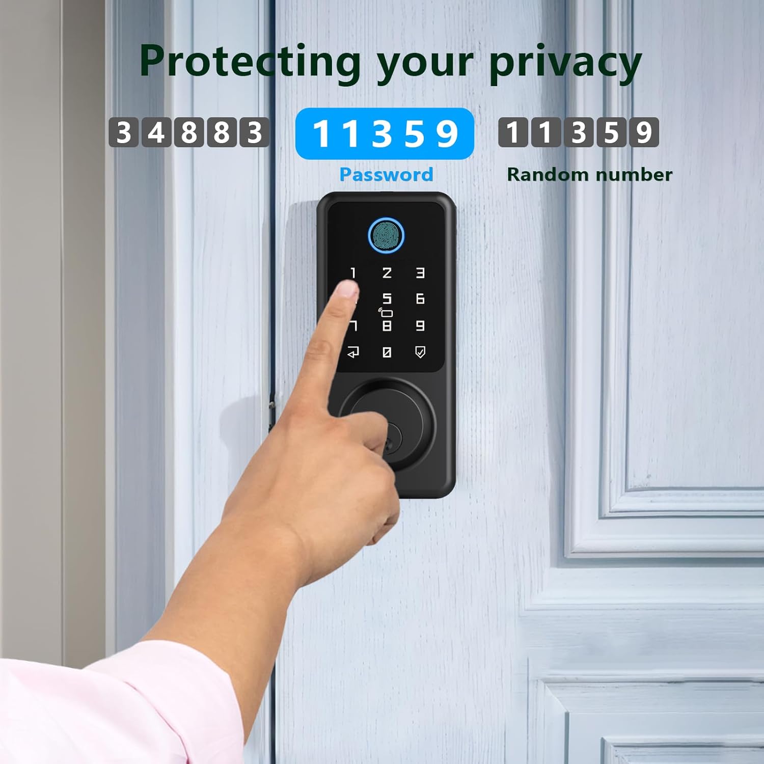 Black Electronic Smart Door Lock with Touchscreen Keypad