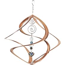 Red Carpet Studios The Original Helix Cosmix Wind Spinner Hand-Crafted Copper Plated Spiral, 14 Inch, Marble and Heart Crystal