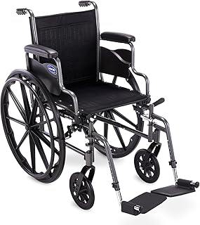 Invacare Wheelchairs for Adults, Flip-Back & Padded Desk Length Arm, Swing-Away Footrest, Portable Folding Lightweight Wheel Chair, Vinyl Upholstery, 20 Inch Seat, Essential SX3 Manual Wheelchair