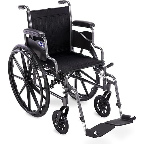 Invacare Wheelchairs for Adults, Flip-Back Padded Desk-Length Arm, Swing-Away Footrests, Portable, Folding, Lightweight Design, Vinyl Upholstery, 16-Inch Seat, 300-lb Capacity Manual Wheelchair