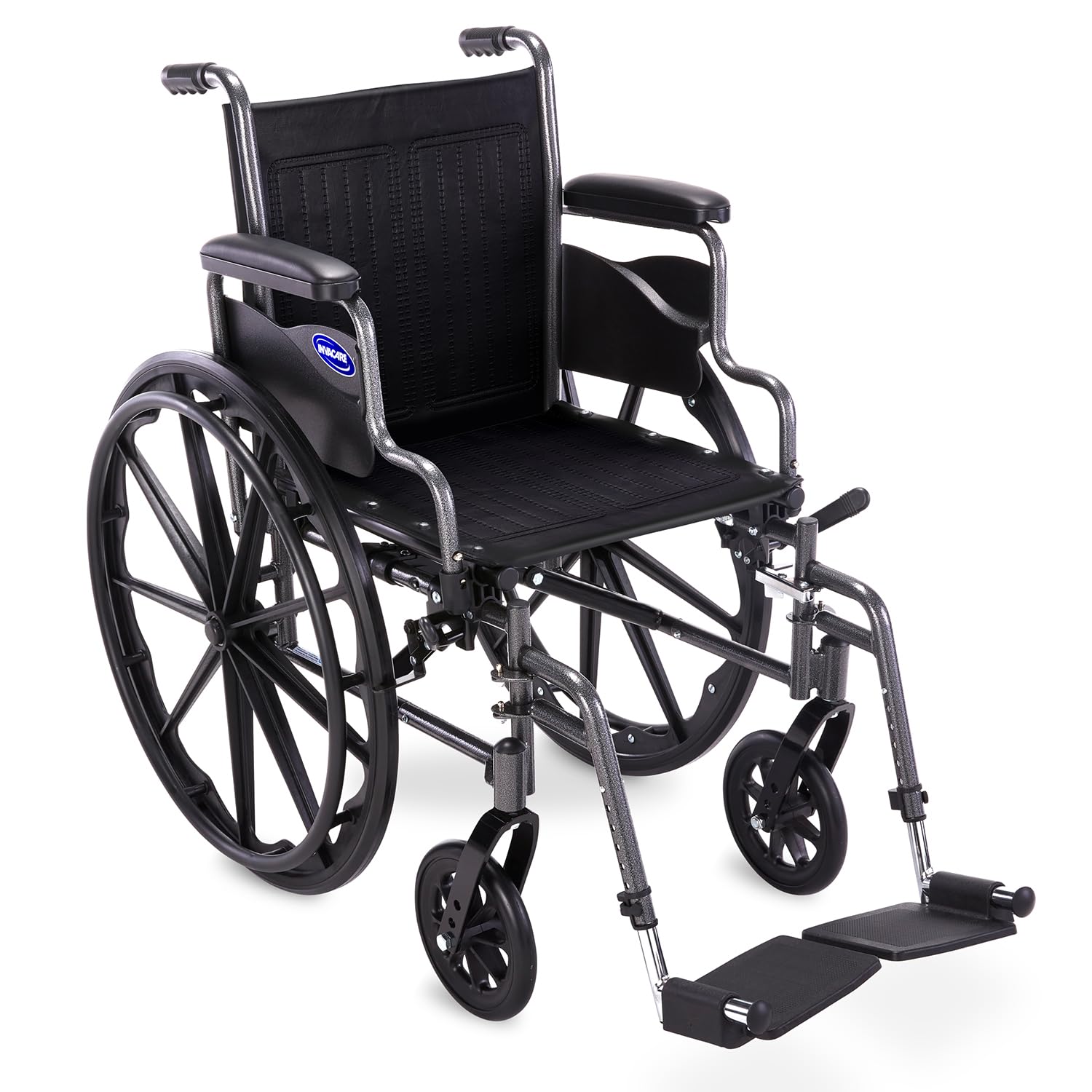 invacare wheelchairs for adults, flip-back padded desk-length arm, swing-away footrests, portable, folding, lightweight design, vinyl upholstery, 16-inch seat, 300-lb capacity manual wheelchair