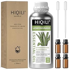 HIQILI 32 Fl Oz Lemongrass Essential Oil, 100% Pure Natural Undiluted Premium Oils