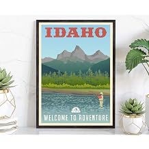 Retro Style Travel Poster, Idaho, Vintage Rustic Poster Print, Home Office wall Decoration, Idaho State Map Poster - 12 * 18 inches