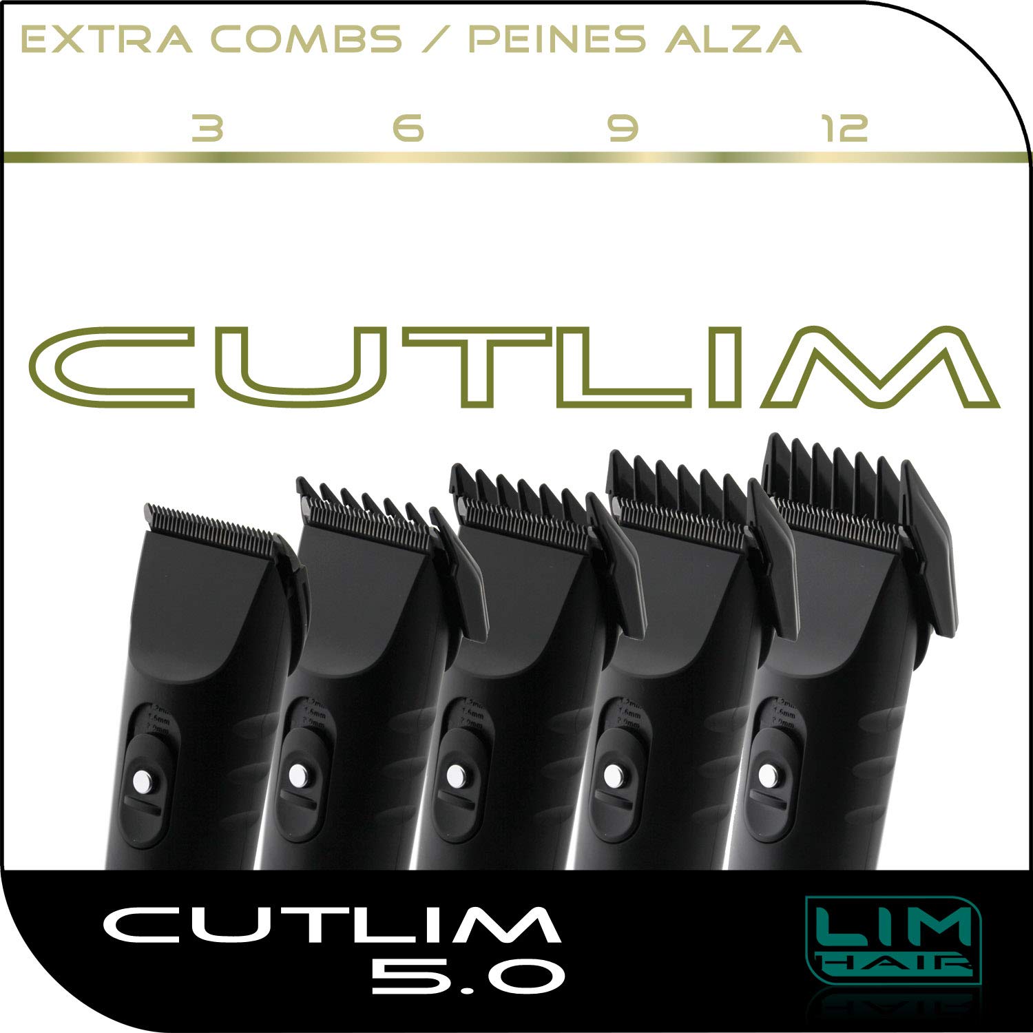 Máquina digital de corte de cabello LIM HAIR CUTLIM 5.0, para cabello, barba y cuerpo. Diseño PROFESIONAL. 4 alturas de corte, 4 peines alza, 5 velocidades, Batería Litio, Display.