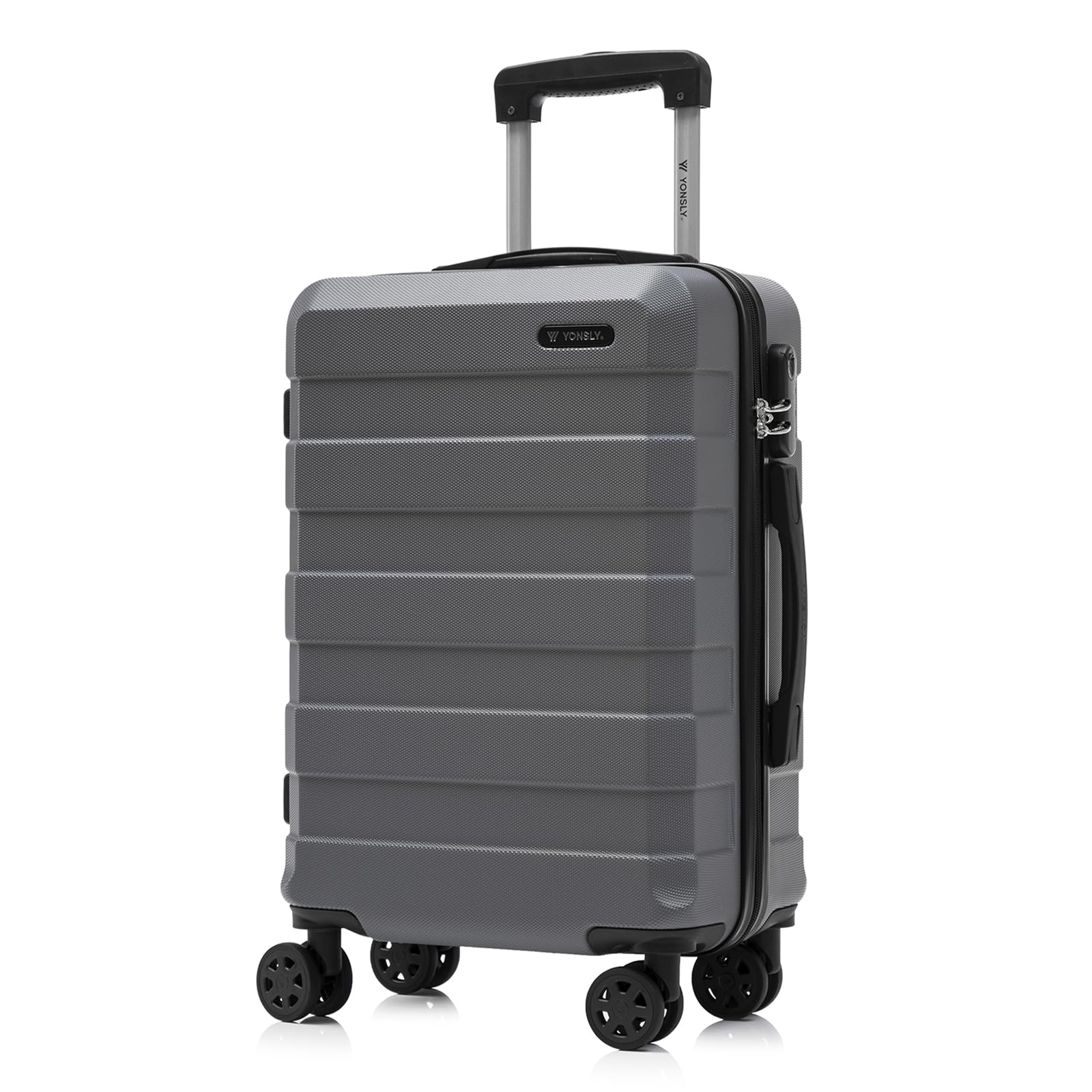 yonsly Koffer Suitcase, Trolley Reisekoffer, Rollkoffer Handgepäck mit 4 Rollen 360°, ABS Hartschalen, Sicherheitsschloss, Weicher Gummigriff, 210D-Futter