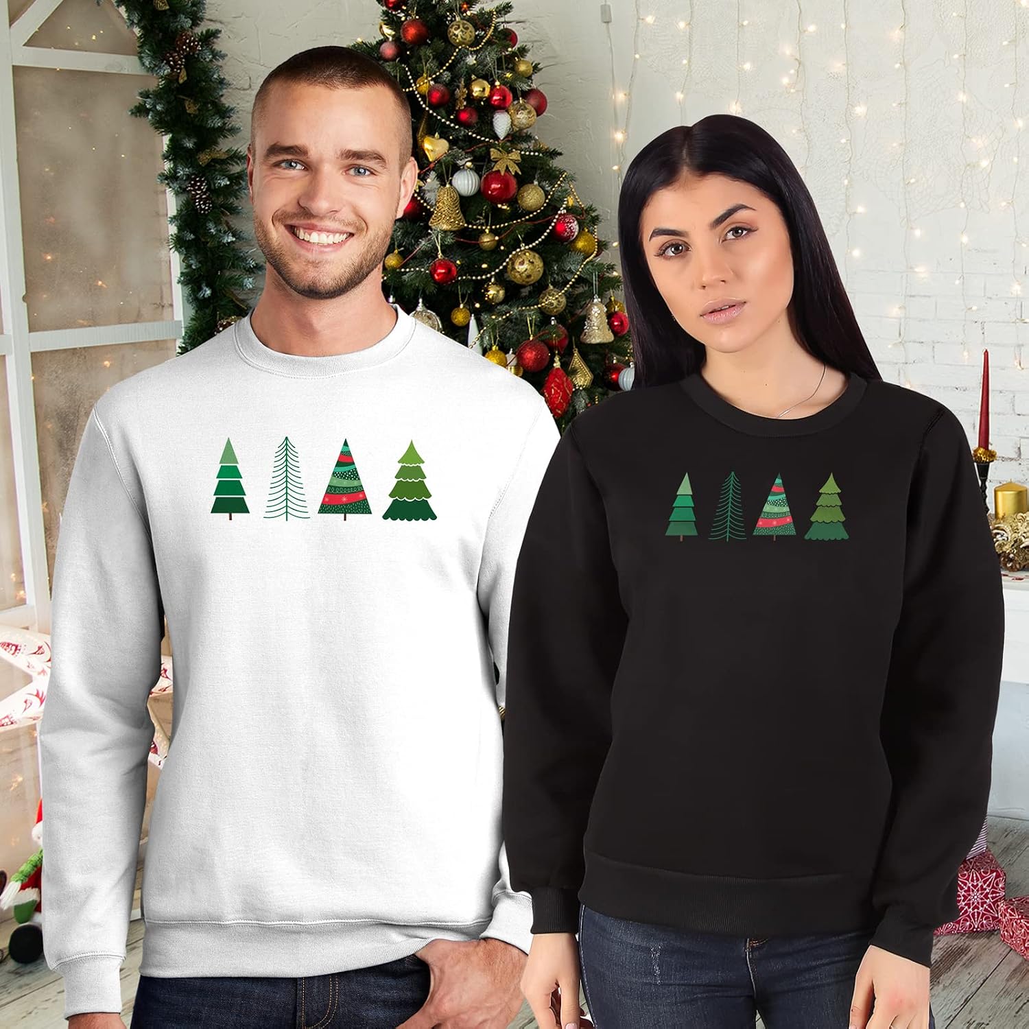 GotPrint Couples Ugly Christmas Sweater, Christmas Crewneck Sweatshirt, Pullover Lightweight Casual Unisex Christmas Sweater