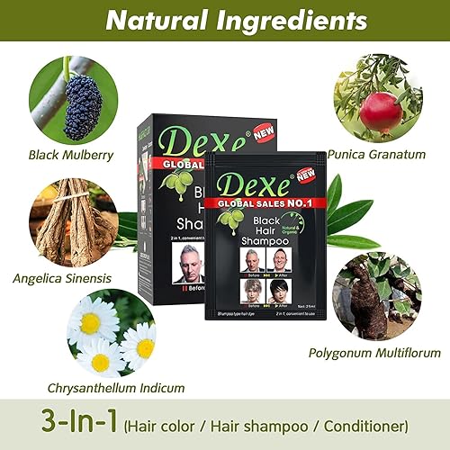 Miniatura 2 de Shampoo para teñido de pelo instantáneo negropara cabellos negros 3 Color negro Fácil de usar Dura 30 días Ingredientes Naturales