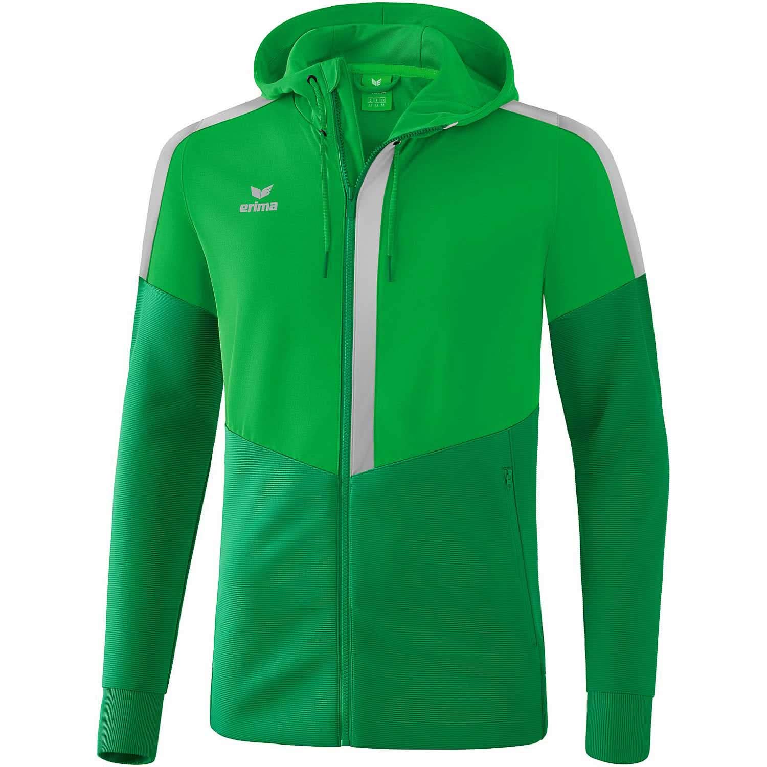 Erima Squad Training Jacket with Hood - Fern Green/Emerald/Silver Grey, XXX-Large
