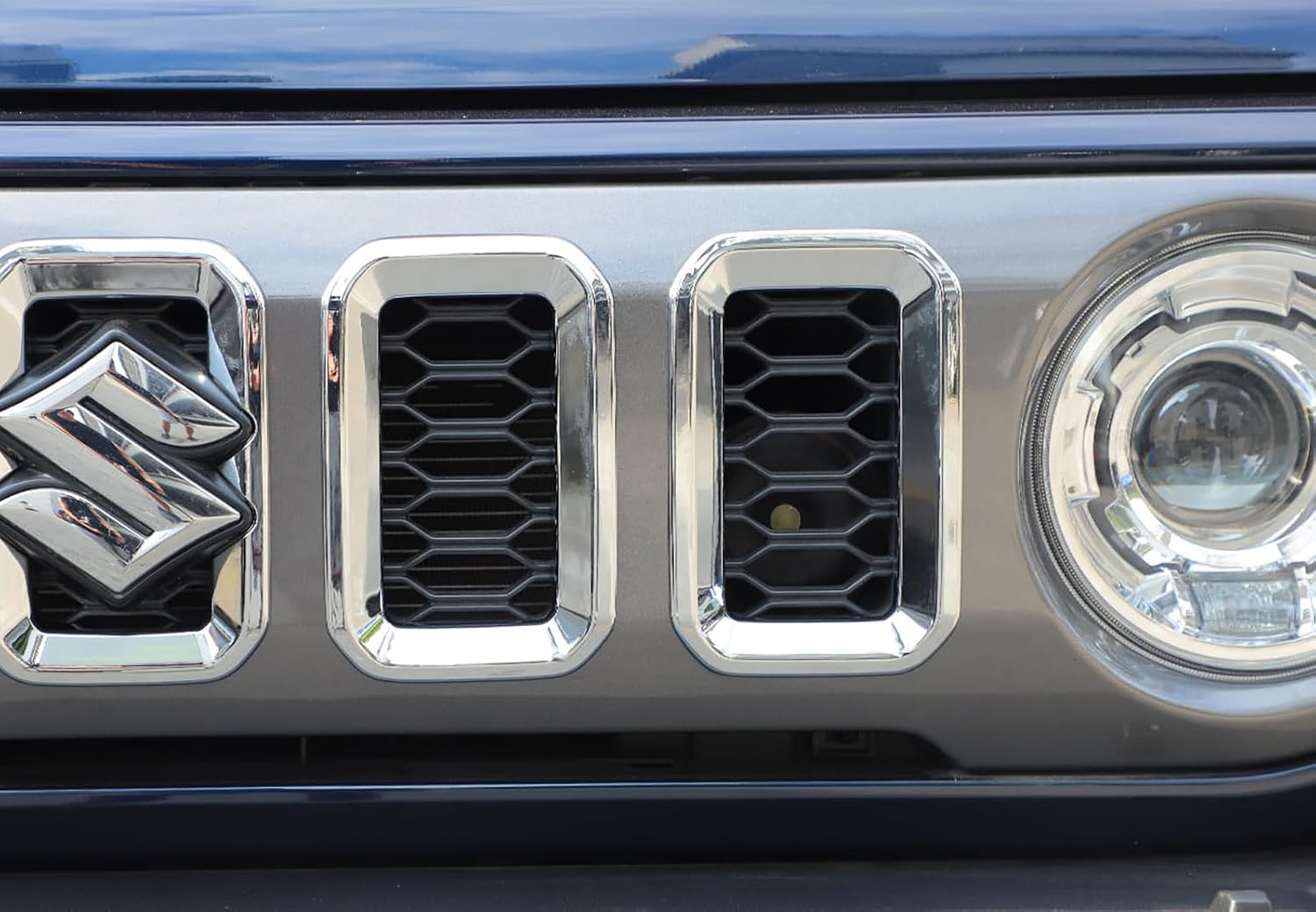 5PCS Grill Inserts Front Grille Rings Cover Frame Guard Trim Kit for Suzuki Jimny 2023 2024 2025 2026 Exterior Accessories (Chrome)