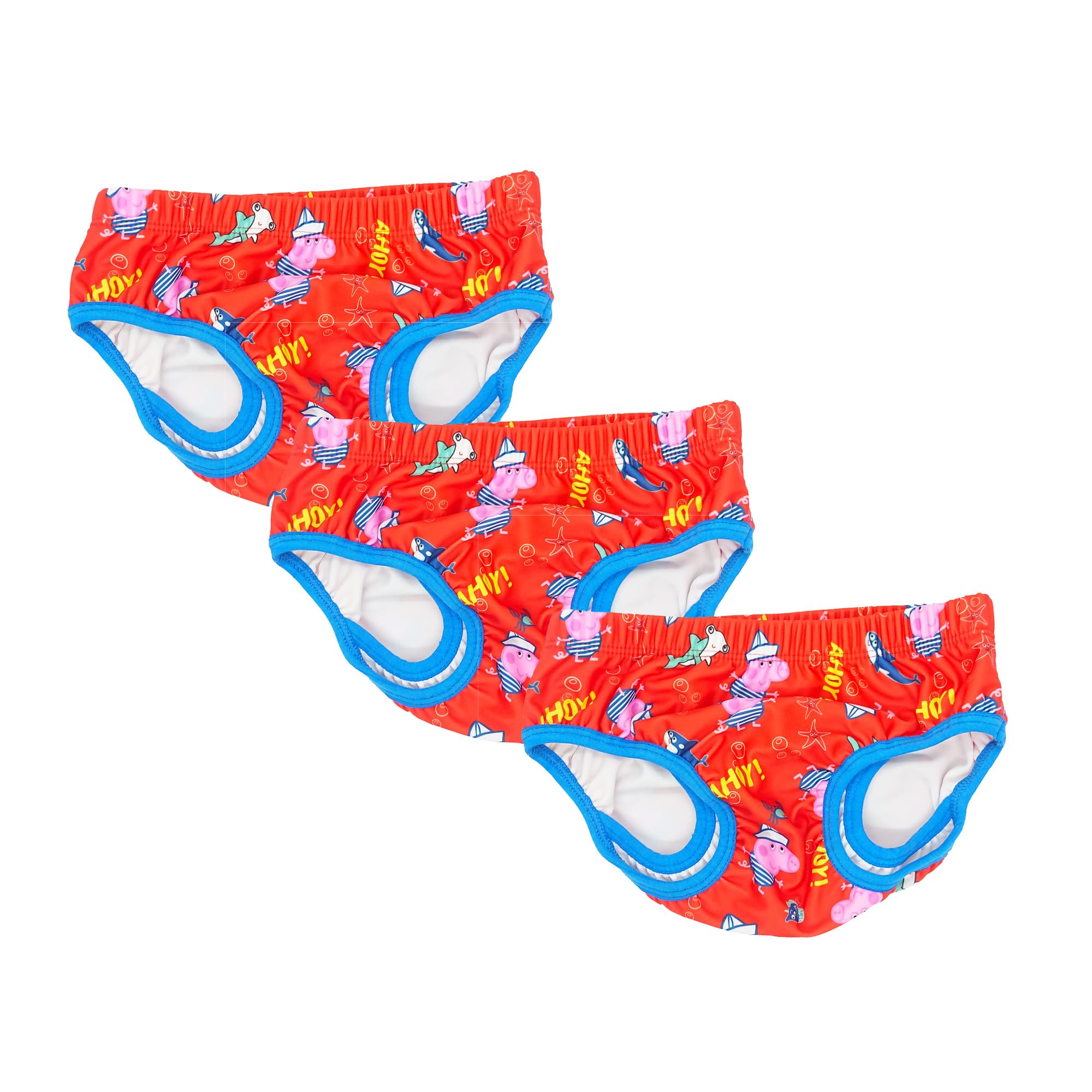 Peppa Pig Swimming Nappy Reusable 3 Pack Unisex Baby Swim Nappy Comfortable Pull Up Swim Nappies, Washable 85% Polyester, 15% Spandex for Babies/Toddler (Red, XS (0-6 Months), 3, Count)