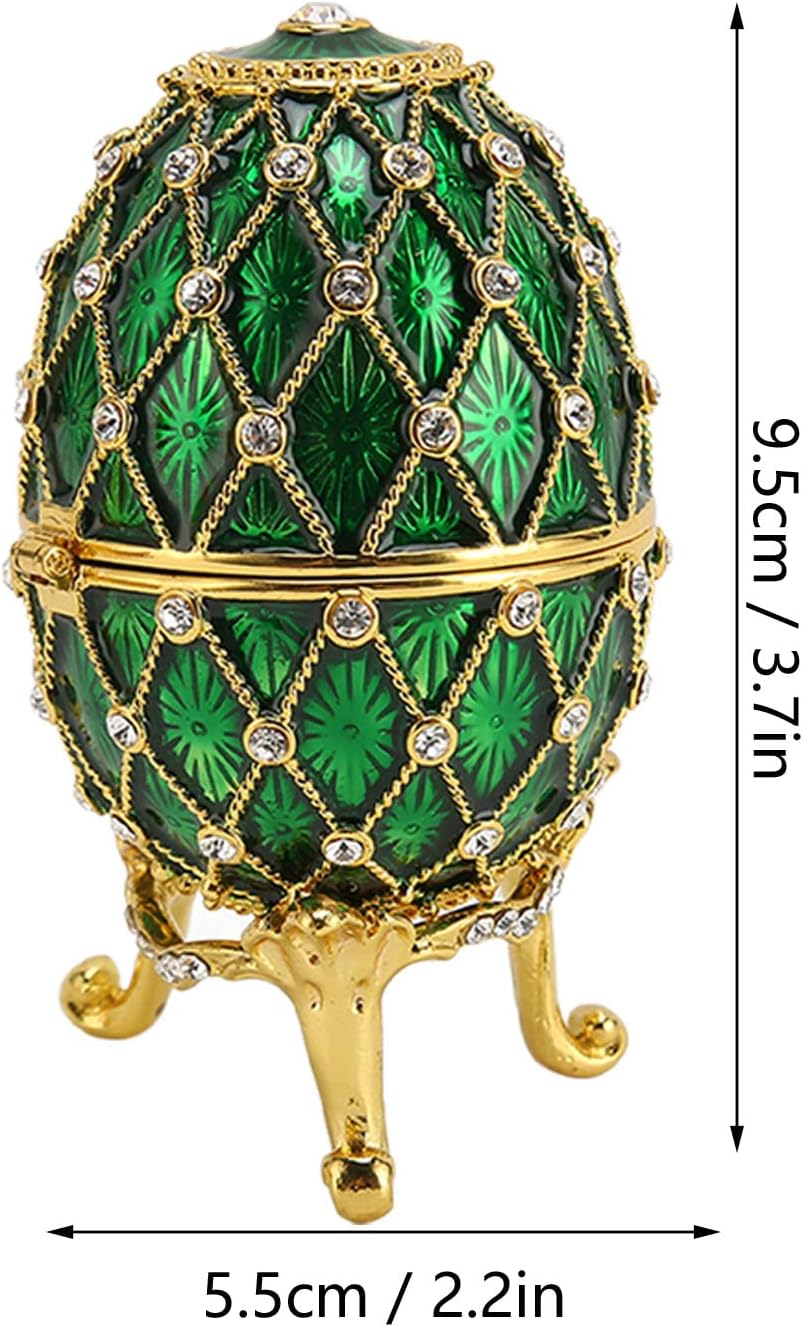 flexman Egg Shape Trinket Boxes, 2.2 X 3.7 X 2.2in Hinged Jewelry Ring Holder Boxes Gift for Mom, Lady or Girl for Anniversary, Birthday Thanksgiving Christmas (Green)