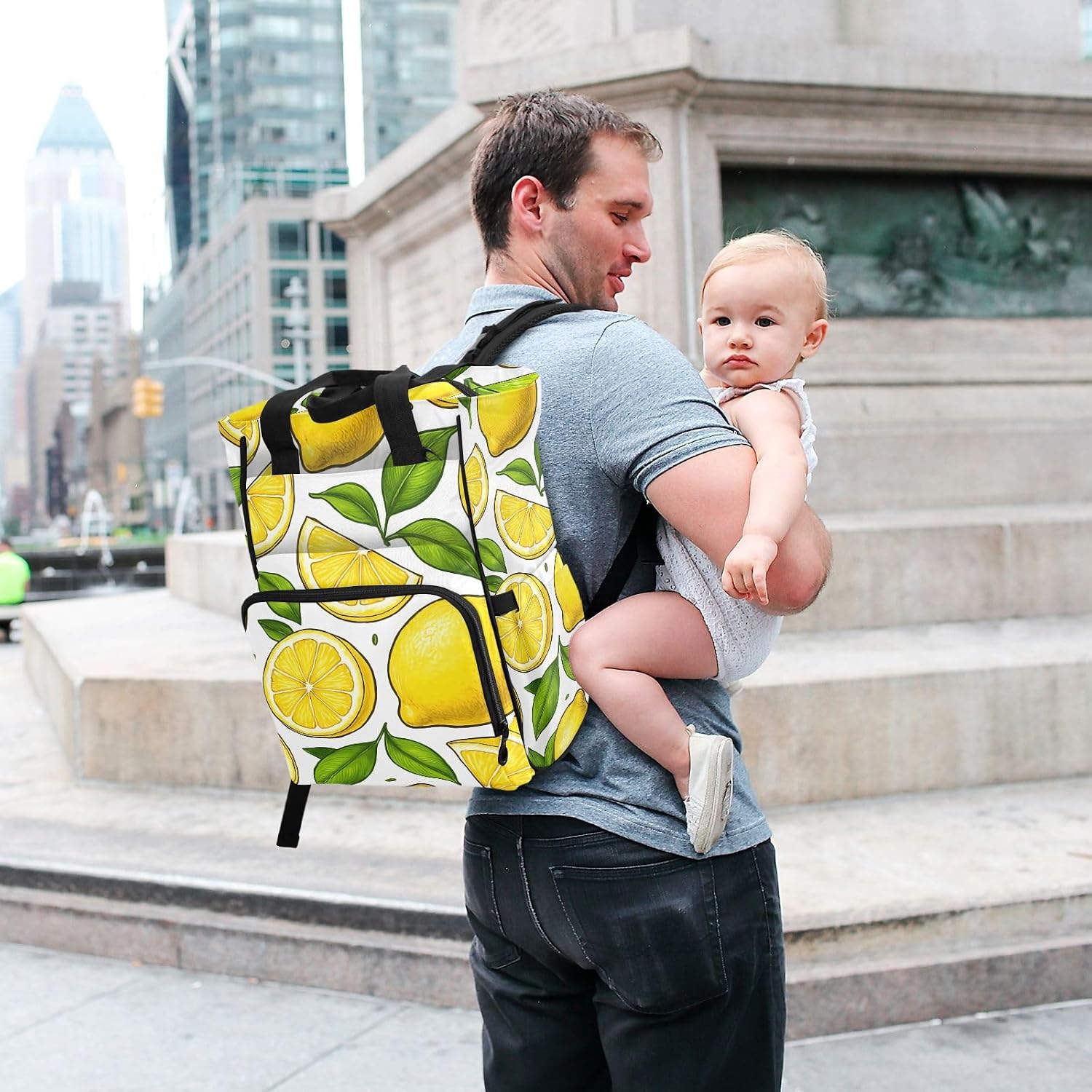 Diaper Bag Backpack Lemon Slices Travel Diaper Bags for Women, 10L Functional Baby Changing Bag with Insulted Pockets, Stroller Straps