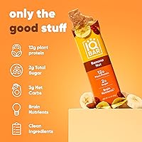 Vista 4 de IQBAR Brain and Body Plant Protein Bars Banana Nut 12 Count - Keto, Vegan, Low Carb, High Fiber, Gluten Free, Dairy Free, Low Sugar Snack