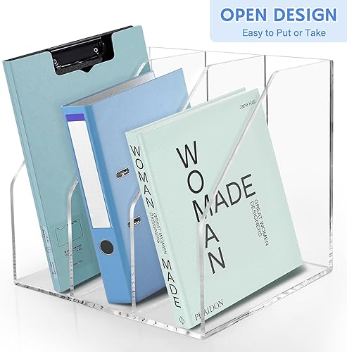 Miniatura 6 de Bandeja de papel acrílico apilable para cartas, organizador de escritorio de papel transparente, 3 niveles, soporte de archivo de escritorio A4 para