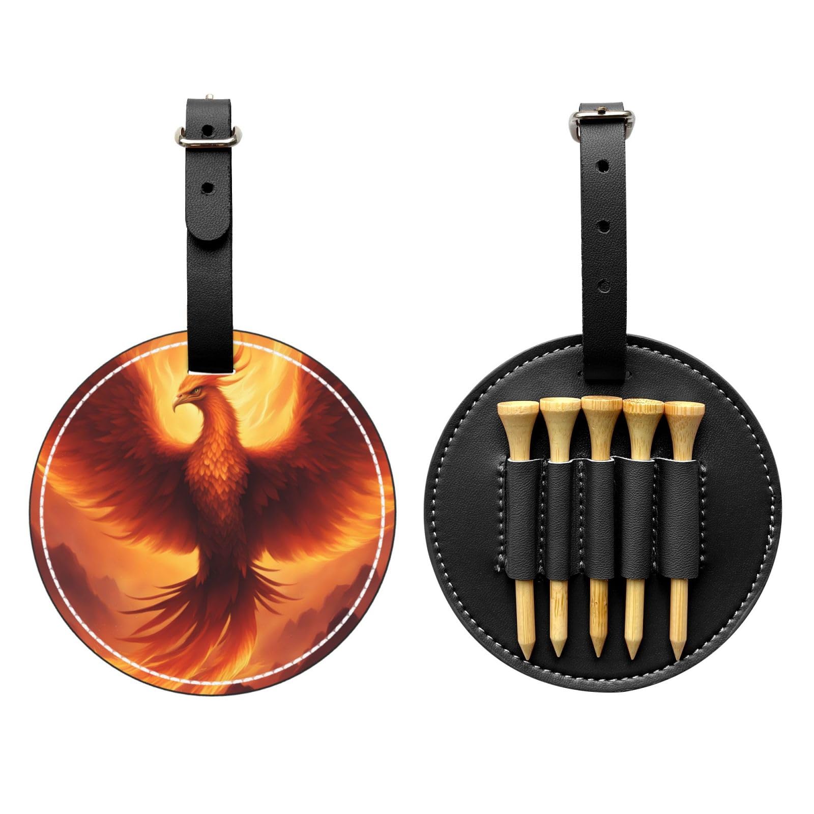 Beautiful Phoenix Black Printed Golf tee Storage Bag - Portable Design, Easy to Organize tee