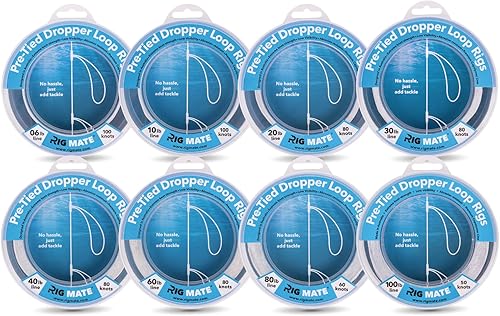 Miniatura 5 de Aparejos de bucle cuentagotas preatados de 20 libras. Carrete de línea de pesca. Bucles de 18 pulgadas de distancia con tamaño de bucle de 5.5