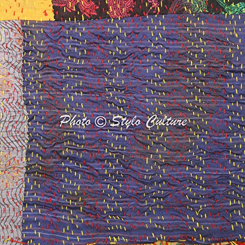 Indian Sari Scarf Patchwork Reversible Kantha Stole Printed Vintage Shawl Scarf4