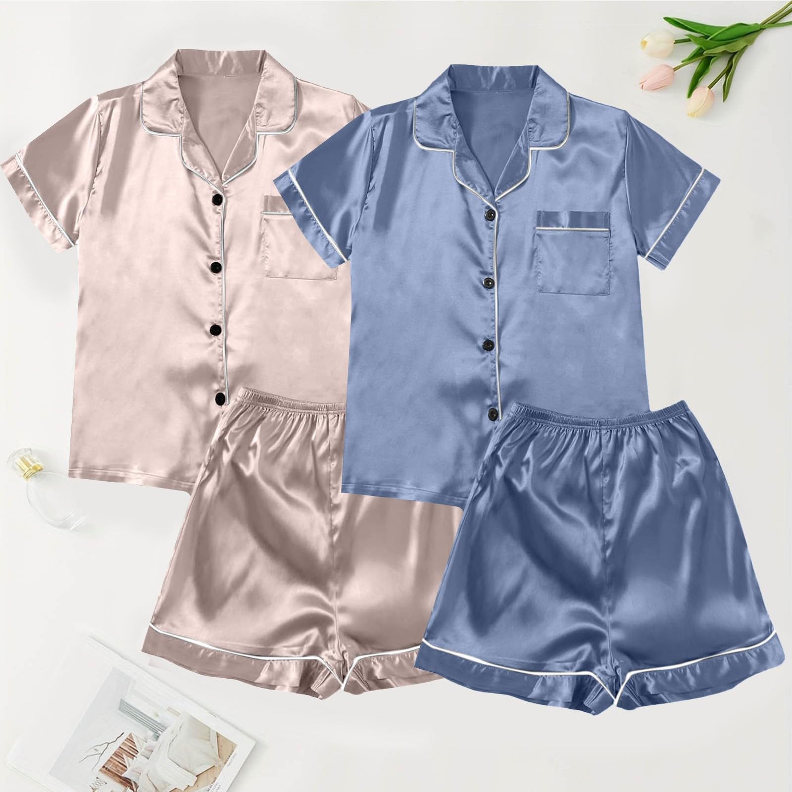 Conjunto de pijama de algodón para mujer,Camisa de noche larga 100% algodón