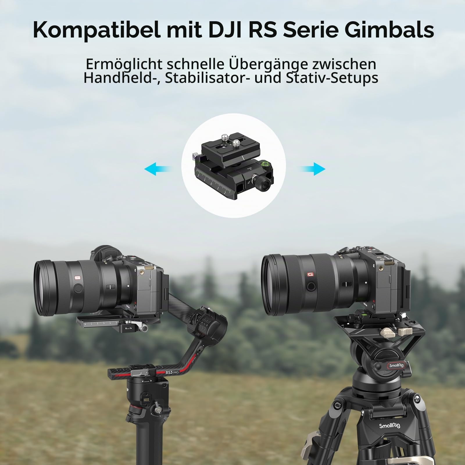 SMALLRIG Schnellwechselplatte und Klemme für Arca-Swiss Standard, mit Bottom Platte für MFT 501PL Standard, kompatibel mit DJI RS Serie Gimbal – 4234