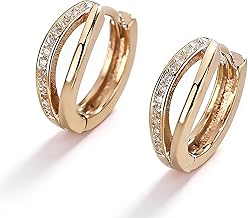 Vitalux Hoop Earrings, Unisex, Ring Design, Gold Zircon, For Funerals, Birthday Present, Sparkling, Earrings, Women's, Popular