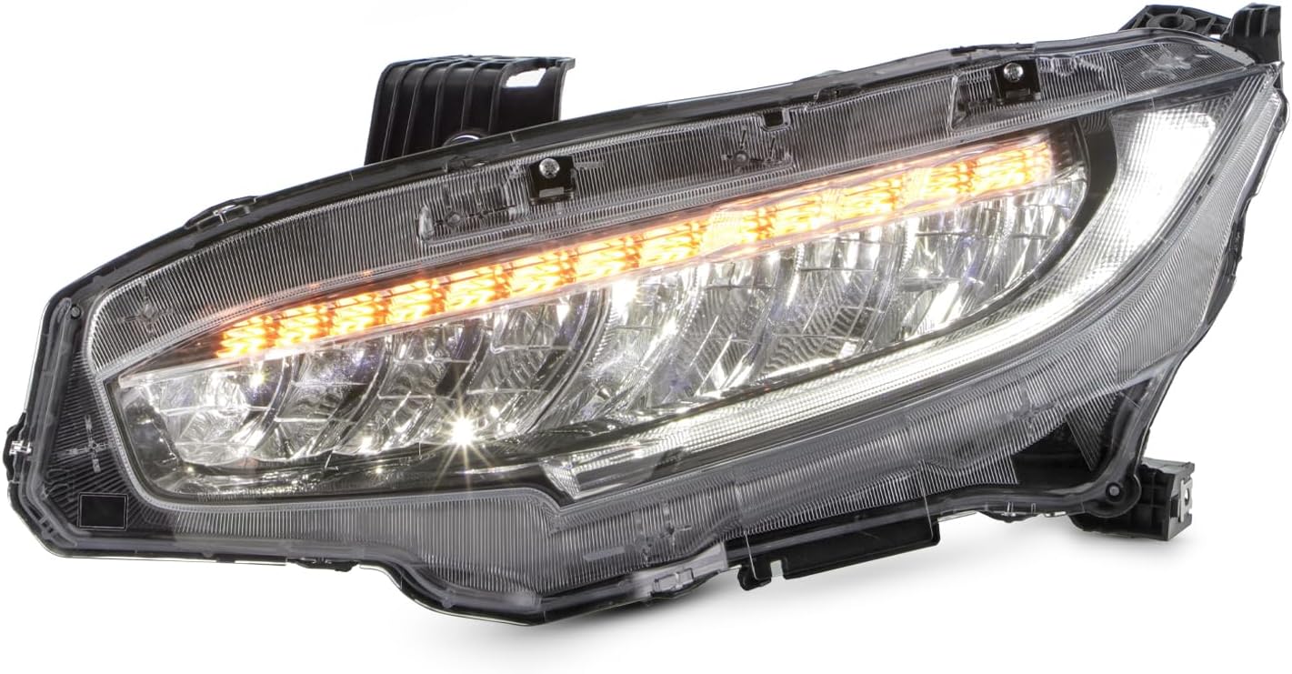 AKKON - For 2016 2017 2018 2019 2020 2021 Honda Civic 16-21 Touring | Sport Touring | Si | Type R [Full LED] w/DRL Headlight Headlamp OE Style Chrome Driver Left Side Assembly