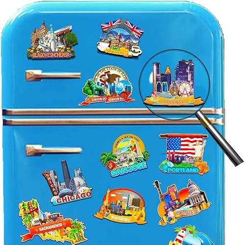 Miniatura 4 de Imán de madera para nevera de Atlanta Georgia USA Monumentos 3D de viaje coleccionables, recuerdos decorativos hechos a mano -1888