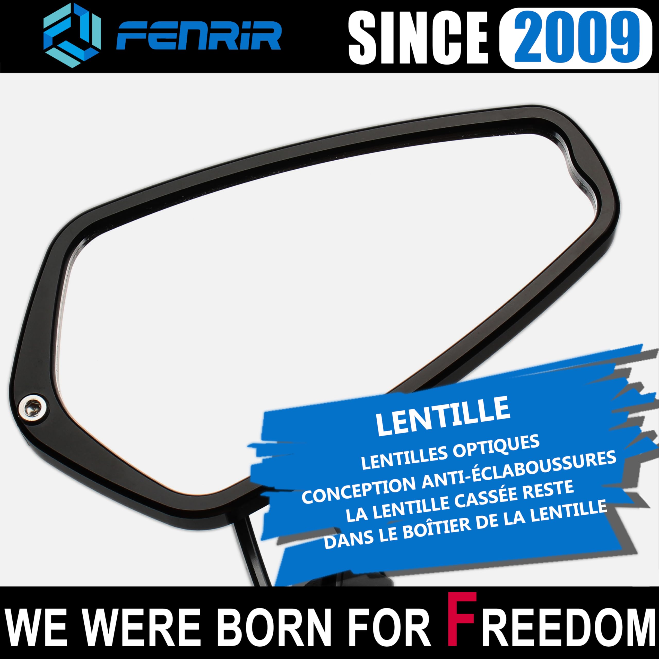 FENRIR (Non Homologué) Rétroviseur Moto Embout De Guidon Rond Noir CNC Alliage d'aluminium forgé Anti-éblouissement Conception anti-tremblement Pour Roadster Sporive Scooter Custom Heritage 801-0374