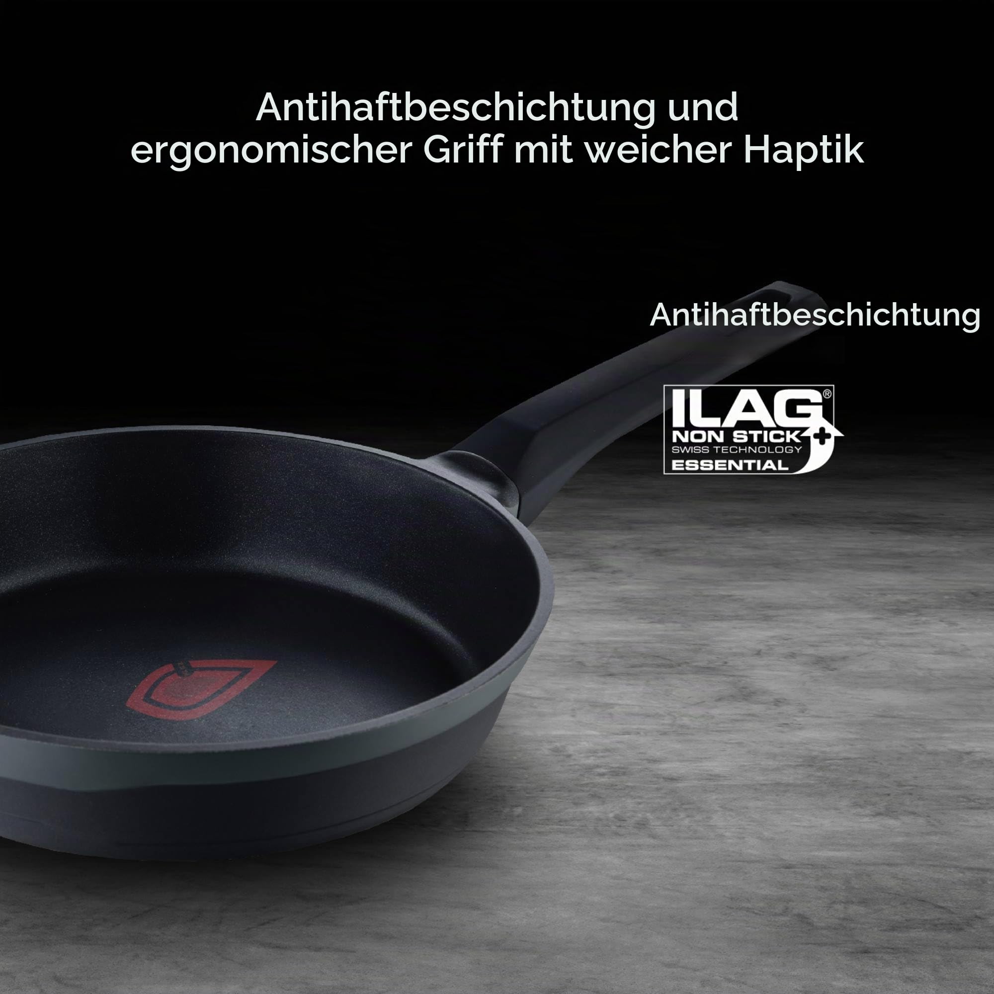 MasterPRO Gastro Reeco | 11-teiliges Set | 20, 24 und 28 cm Bratpfannen, 20, 24 und 28 cm Kochtöpfe und 16 cm Kochtopf mit Deckel | Recyceltes Aluminiumguss | Heatdot | Antihaftbeschichtung, schwarz